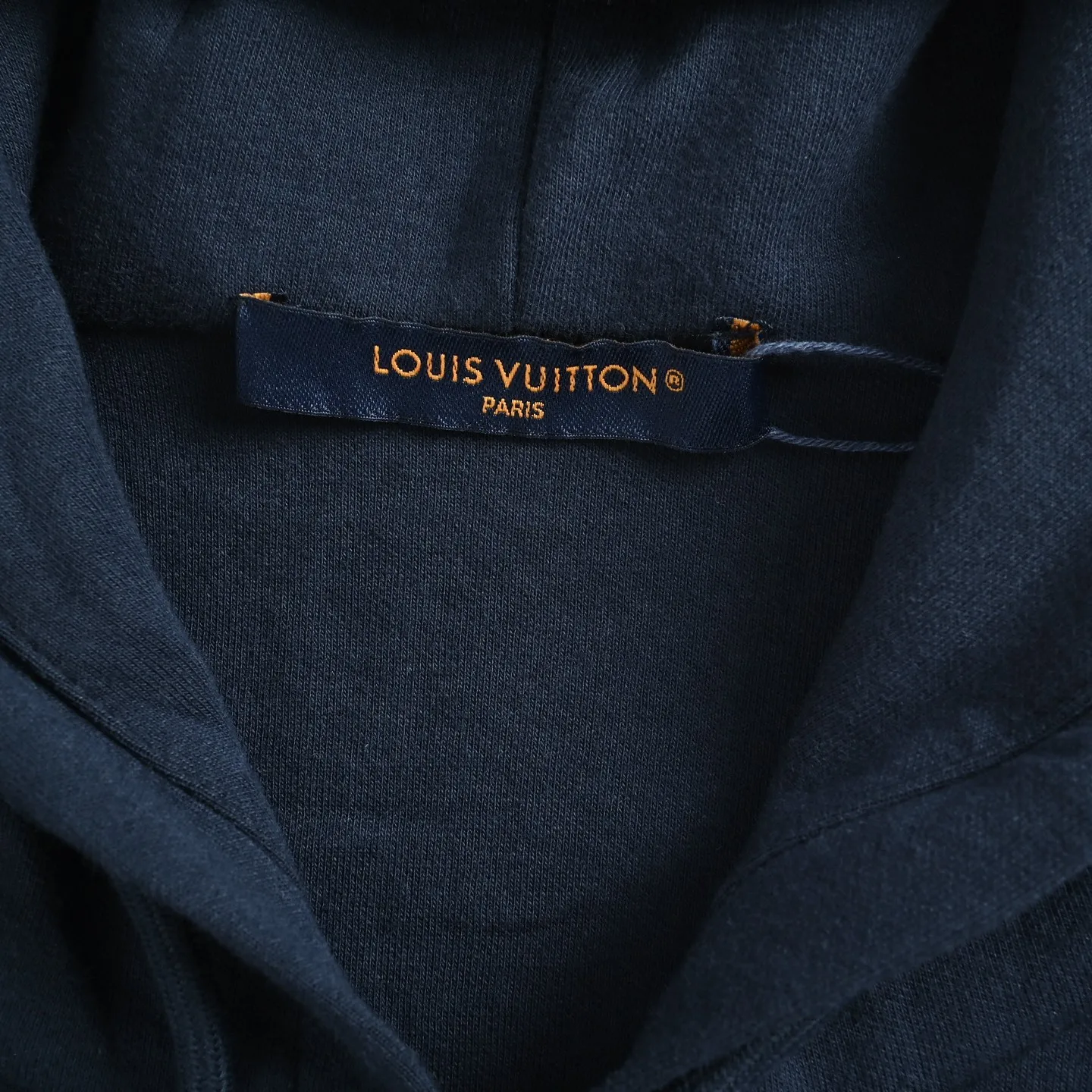 Louis Vuitton/Louis Vuitton leather logo zipper hooded sweatshirt